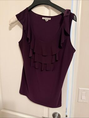 Claudia Richard Plum Ruffle Front Sleeveless Camisole